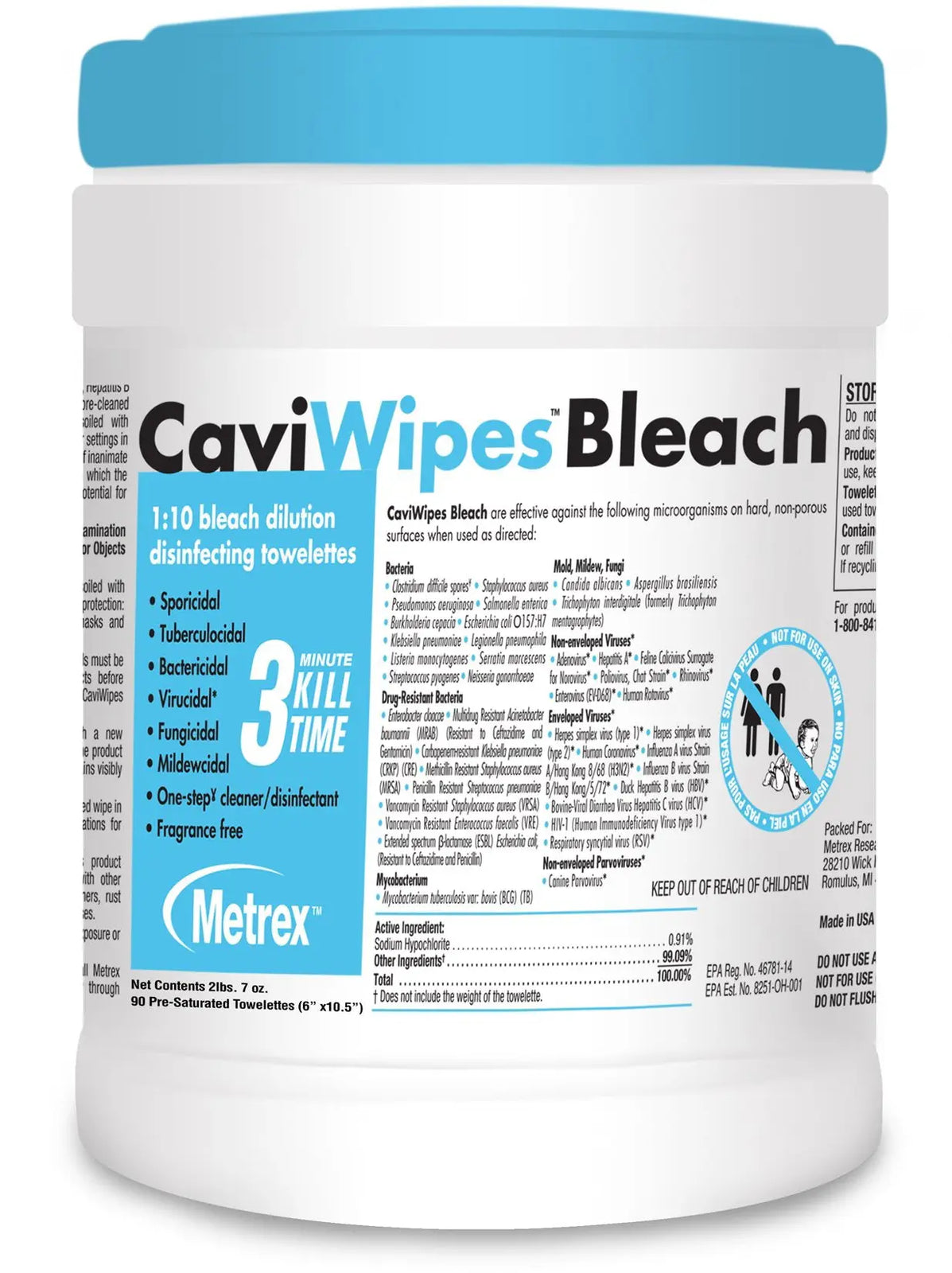 Metrex CaviWipes Bleach Disinfecting Towelettes