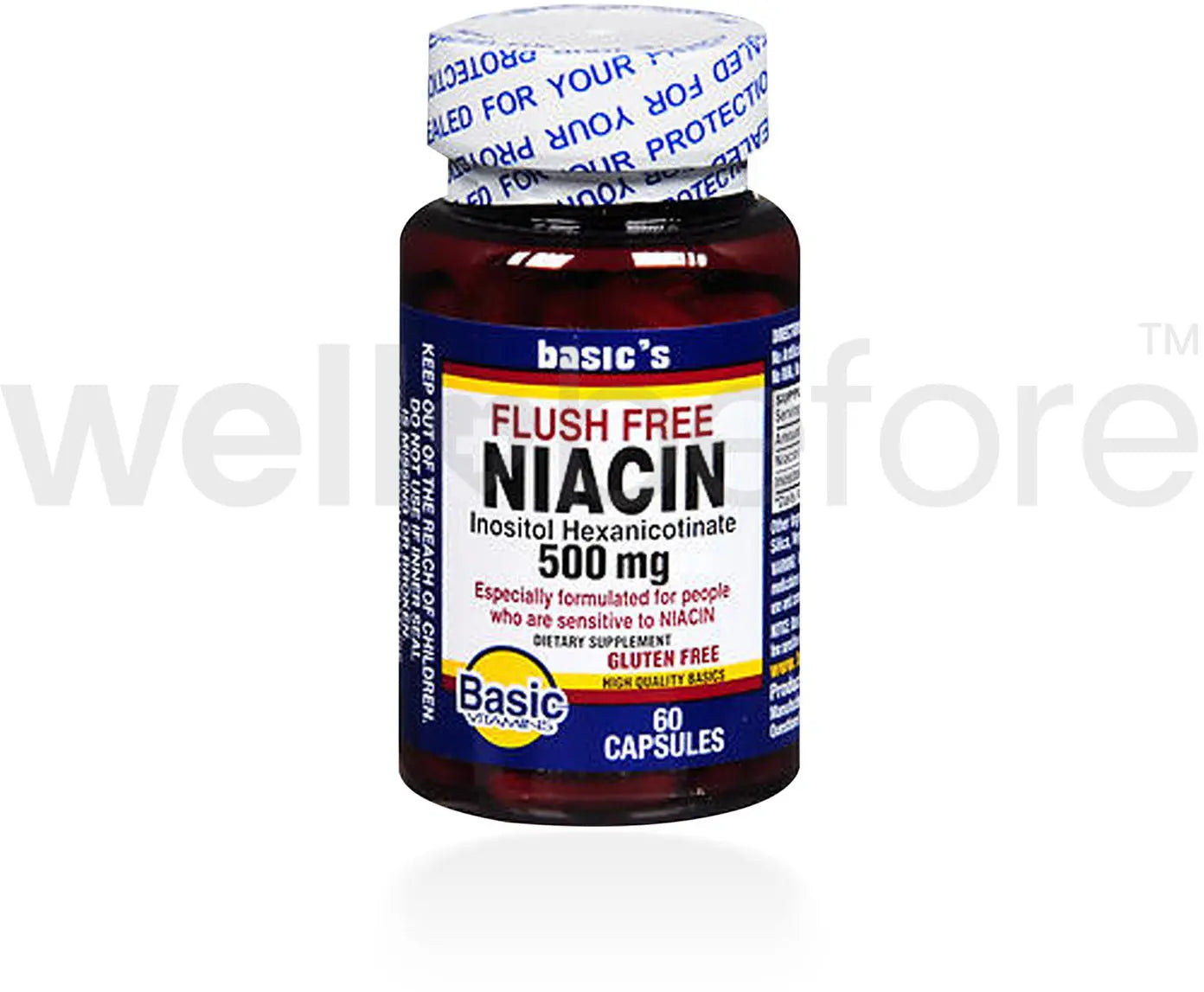 Basics Vitamins Flush Free Niacin Inositol Hexanicotinate Dietary Supplement