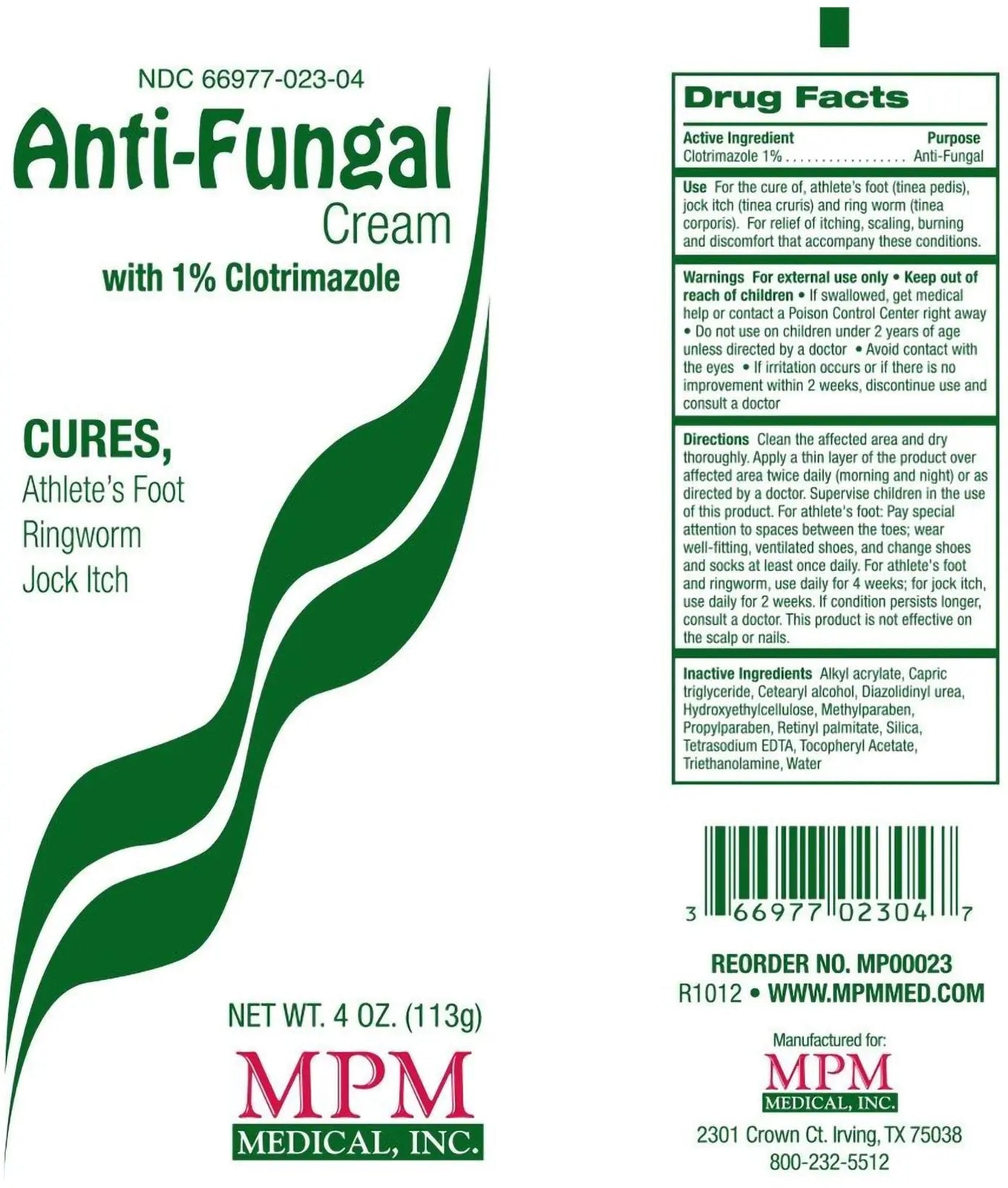 MPM Medical Anti-Fungal Cream With 1% Clotrimazole