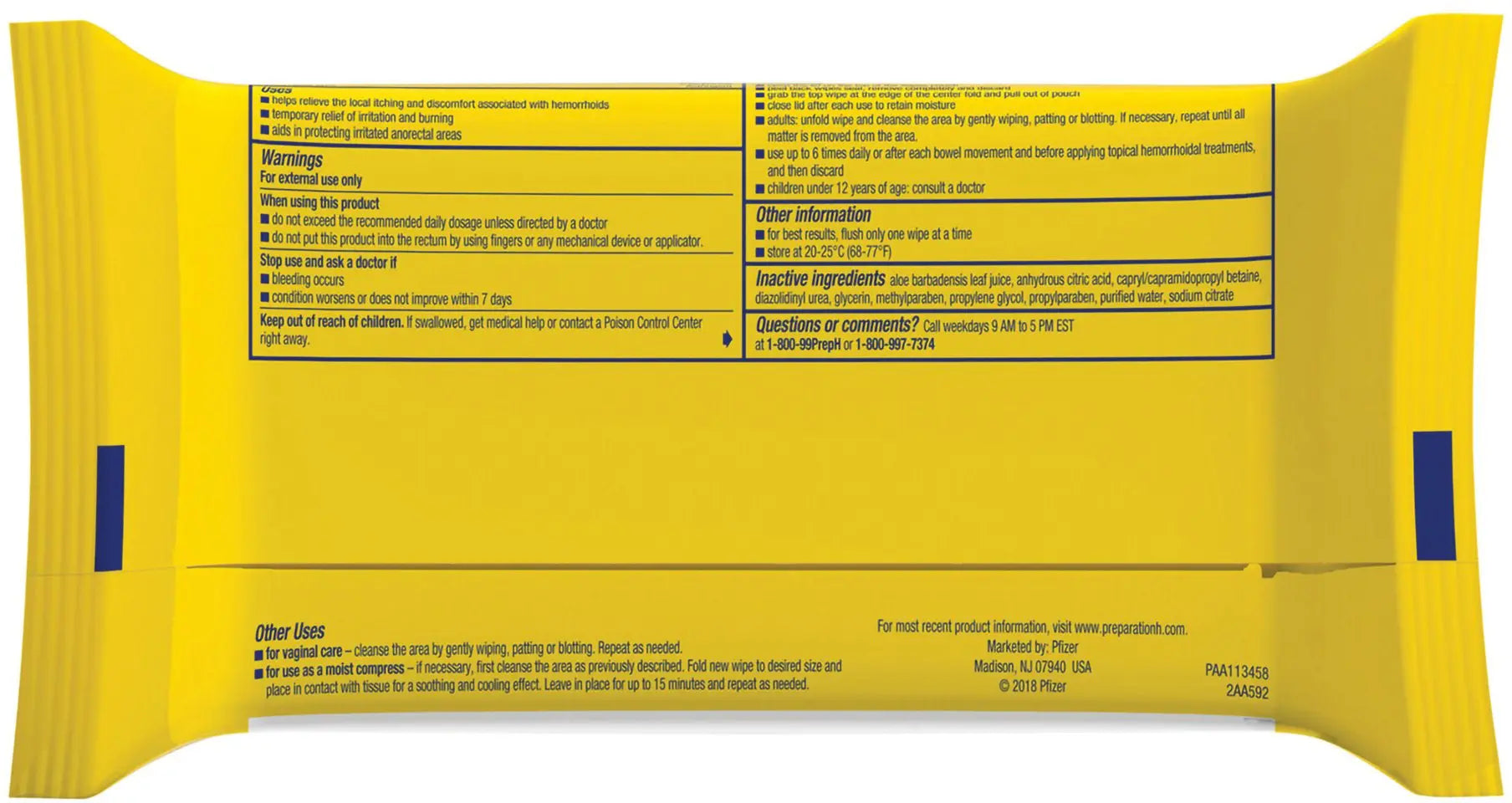 Preparation H Hemorrhoid Relief Medicated Wipes Maximum Strength Formula