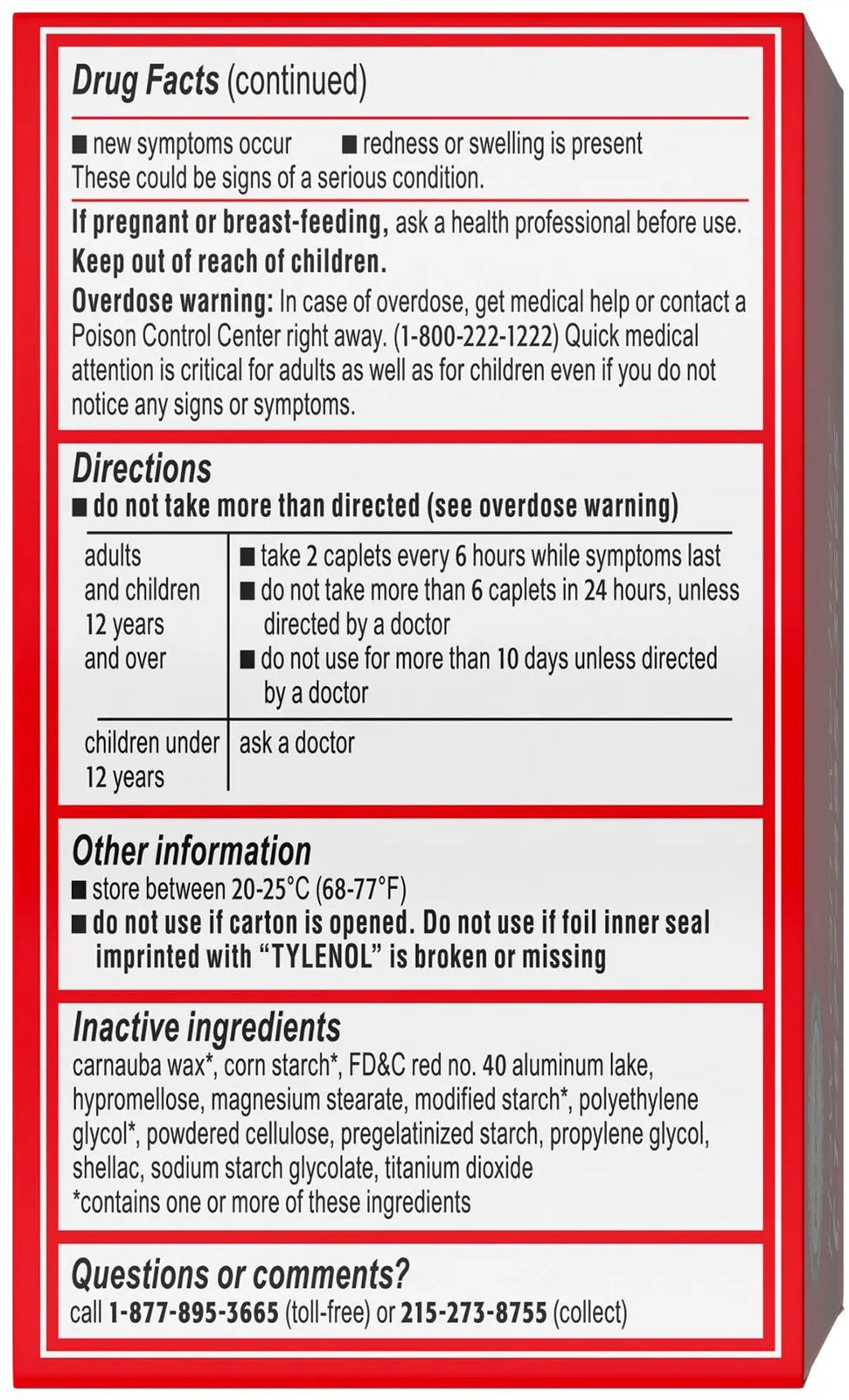 Tylenol Acetaminophen Pain Reliever