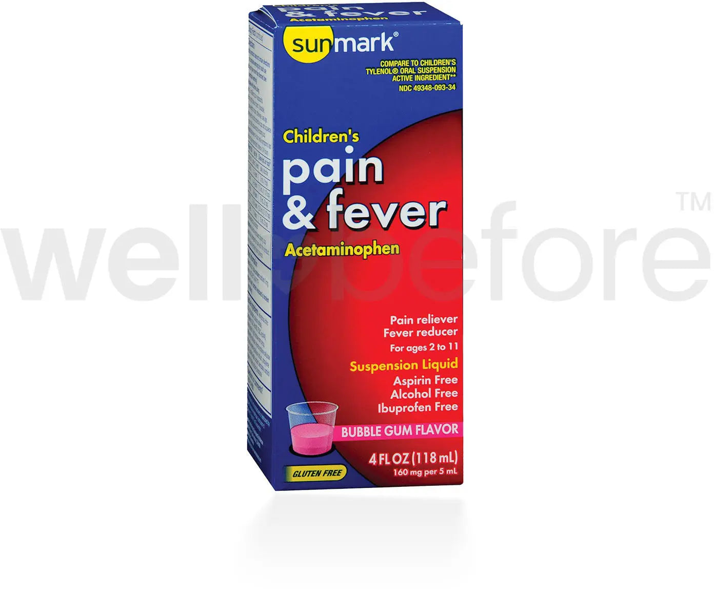 sunmark Childrens Pain & Fever Acetaminophen Bubble Gum Flavor