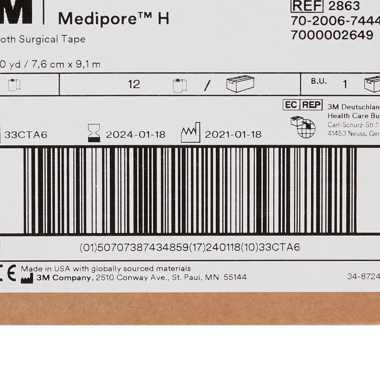 3M Medipore H Water Resistant Cloth Surgical Tape