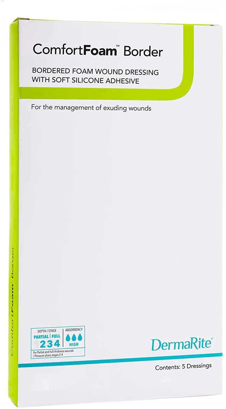 DermaRite ComfortFoam Border Self-Adherent Soft Silicone Foam Dressing with Border