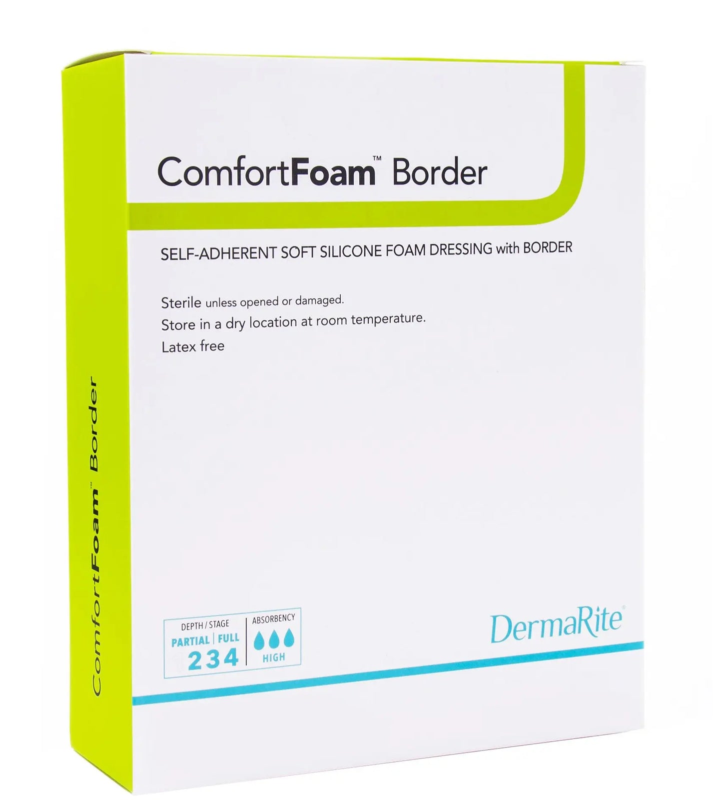 DermaRite ComfortFoam Border Self-Adherent Soft Silicone Foam Dressing with Border
