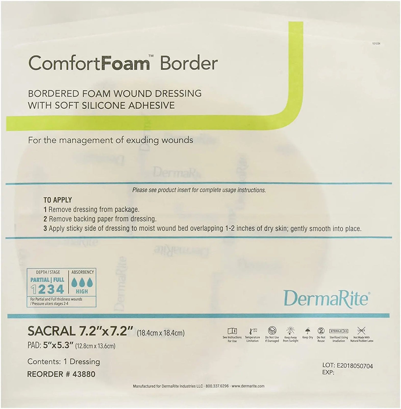 DermaRite ComfortFoam Border Self-Adherent Soft Silicone Foam Dressing with Border