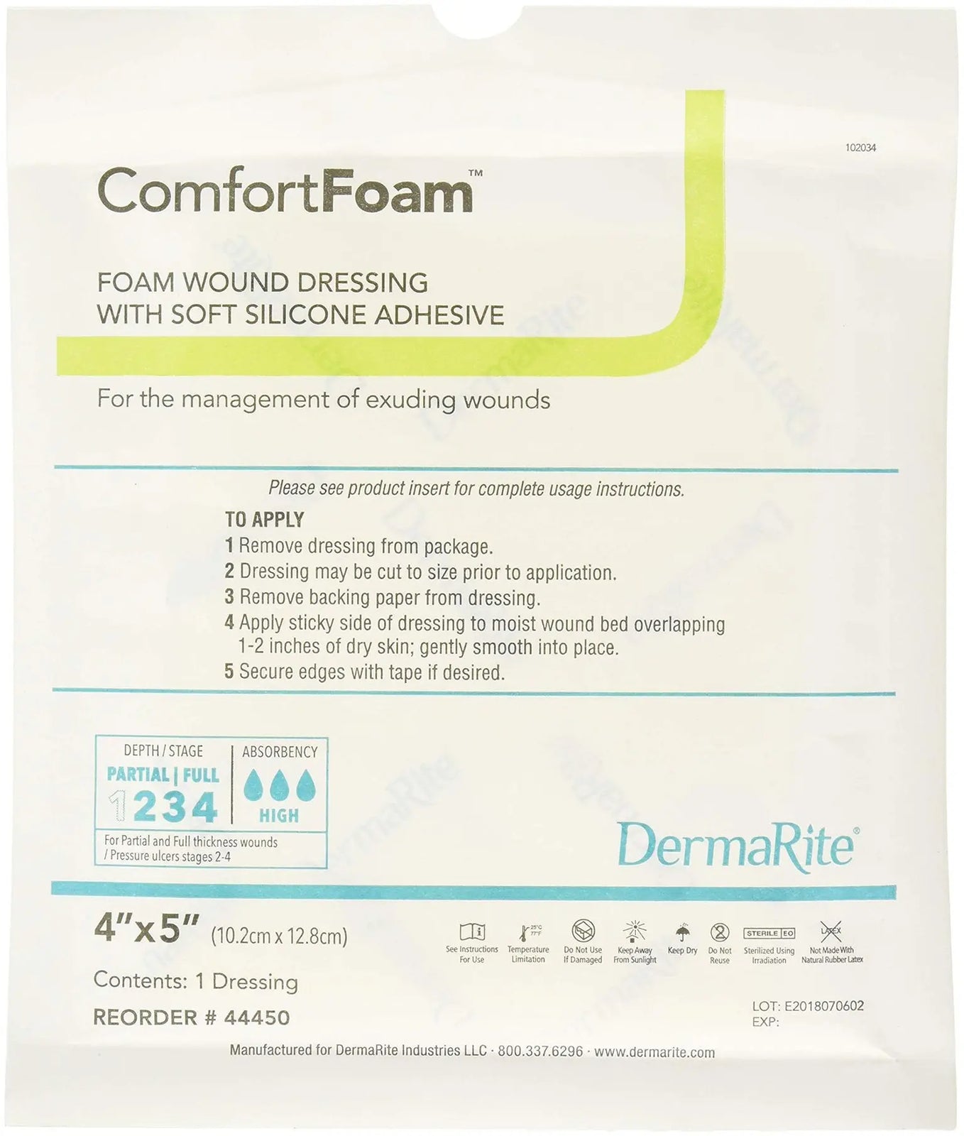 DermaRite ComfortFoam Self-Adherent Soft Silicone Foam Dressing