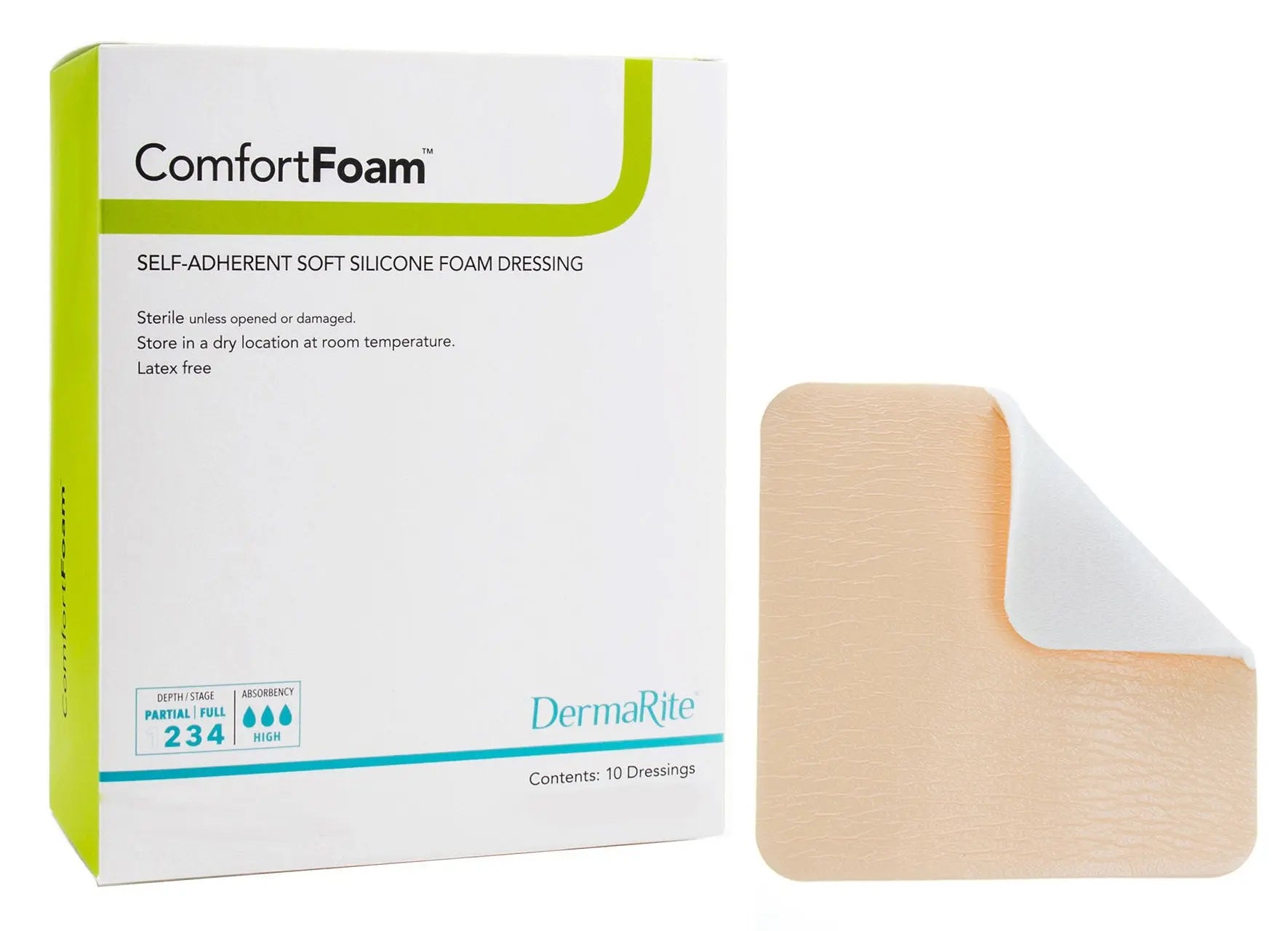 DermaRite ComfortFoam Self-Adherent Soft Silicone Foam Dressing