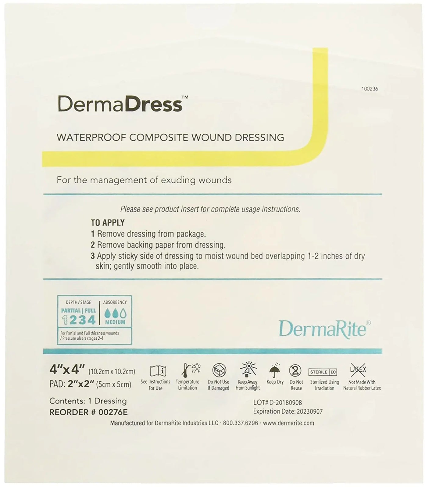 DermaRite DermaDress Waterproof Composite Dressing