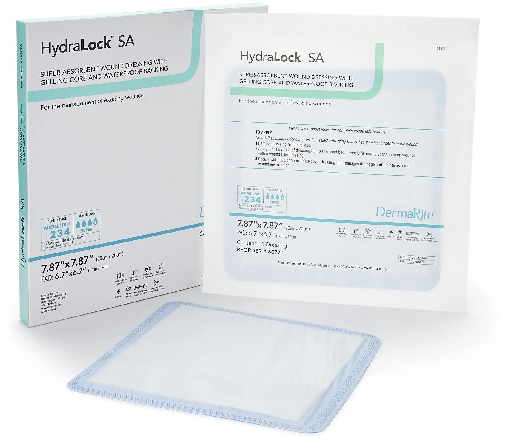 DermaRite HydraLock SA Super Absorbent Dressing