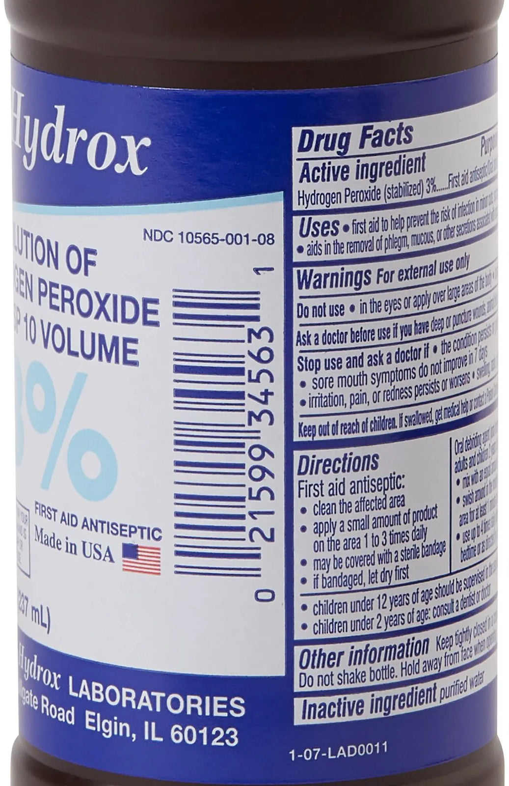 Hydrox Solution of Hydrogen Peroxide 3% USP 10 Volume