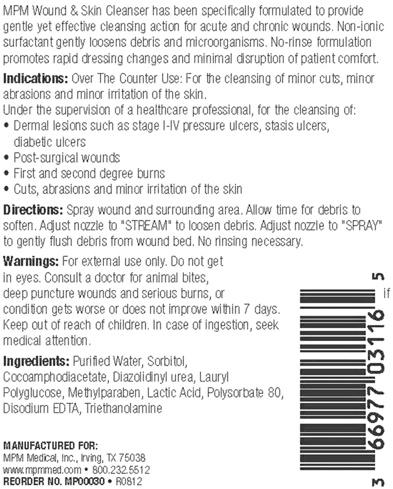 MPM Medical Wound & Skin Cleanser
