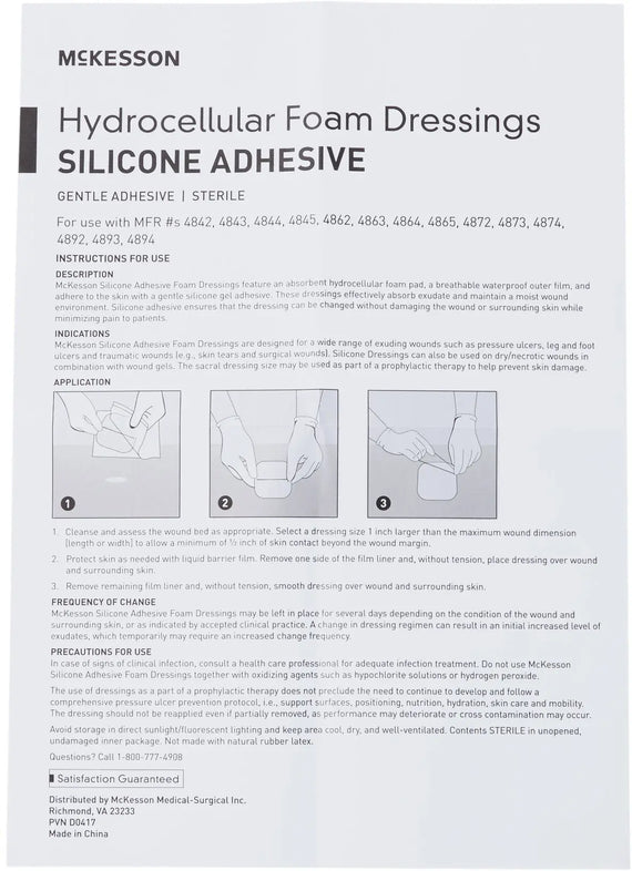 McKesson Hydrocellular Foam Dressings Silicone Adhesive