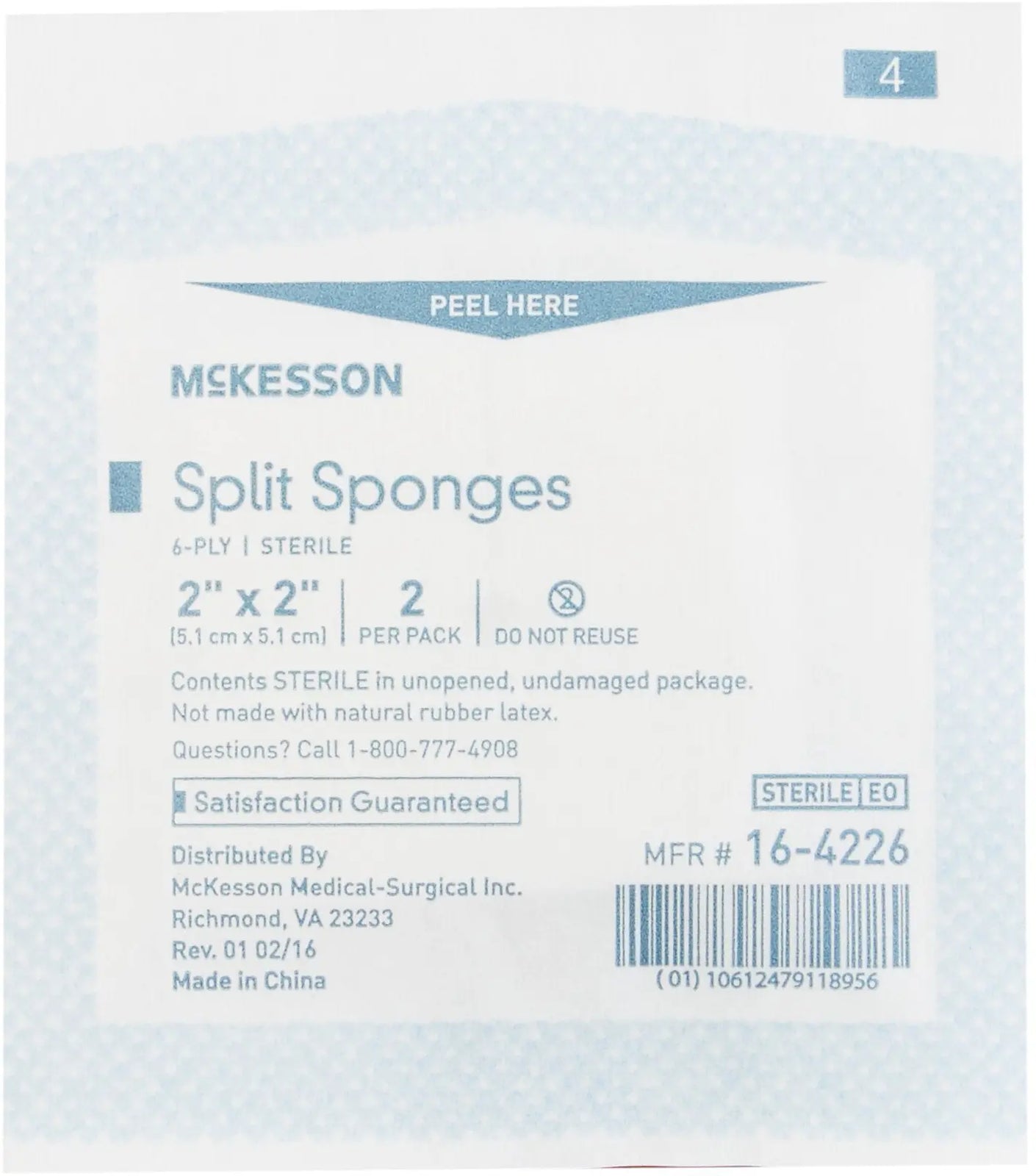 McKesson Split Sponges Sterile