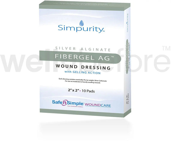 Safe N Simple Simpurity Silver Alginate Fibergel AG Wound Dressing with Gelling Action