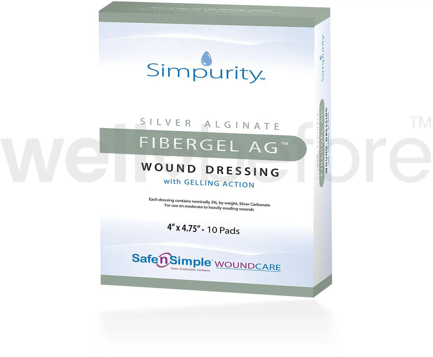 Safe N Simple Simpurity Silver Alginate Fibergel AG Wound Dressing with Gelling Action