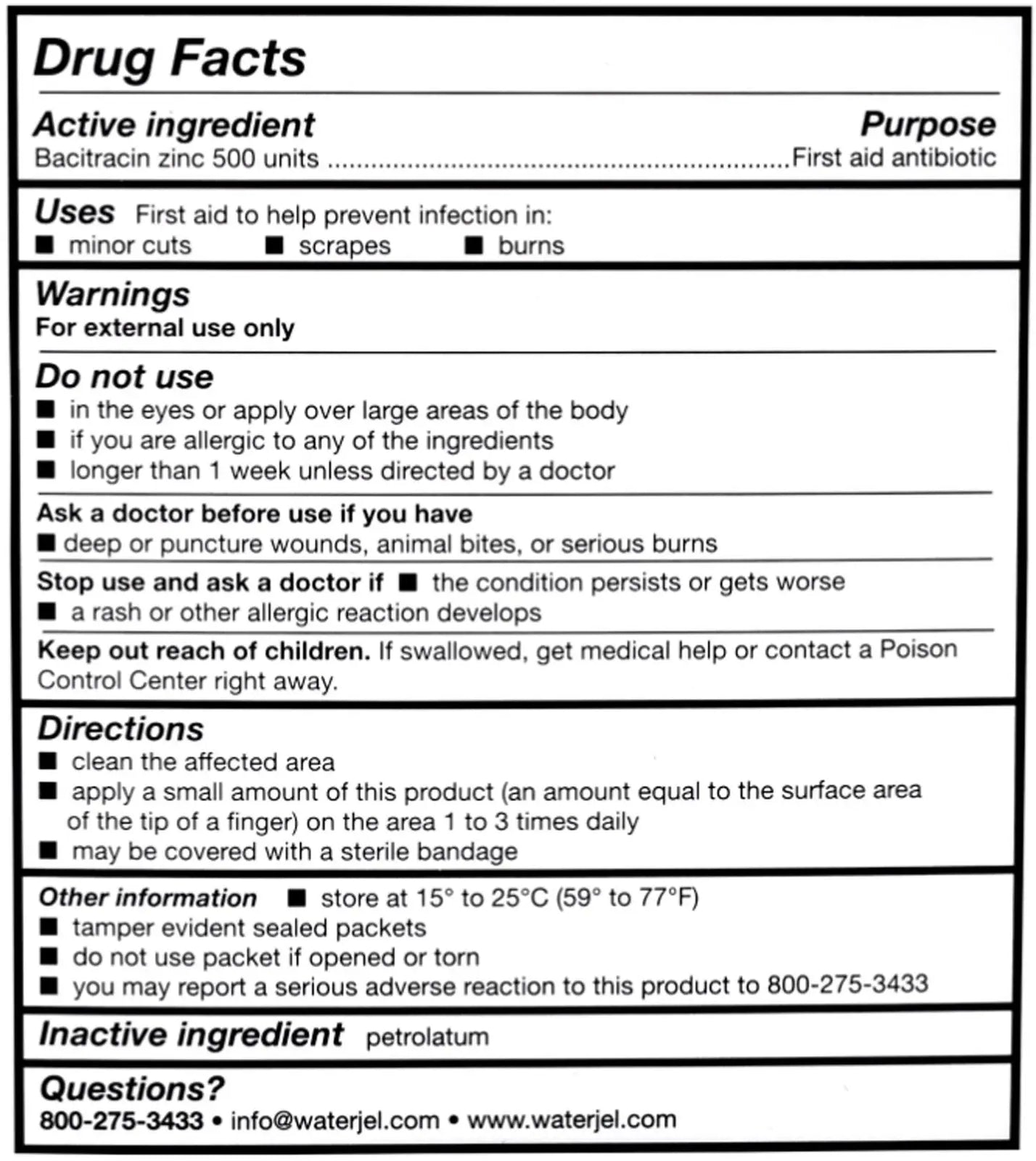 Water Jel Bacitracin Antibiotic First Aid Ointment