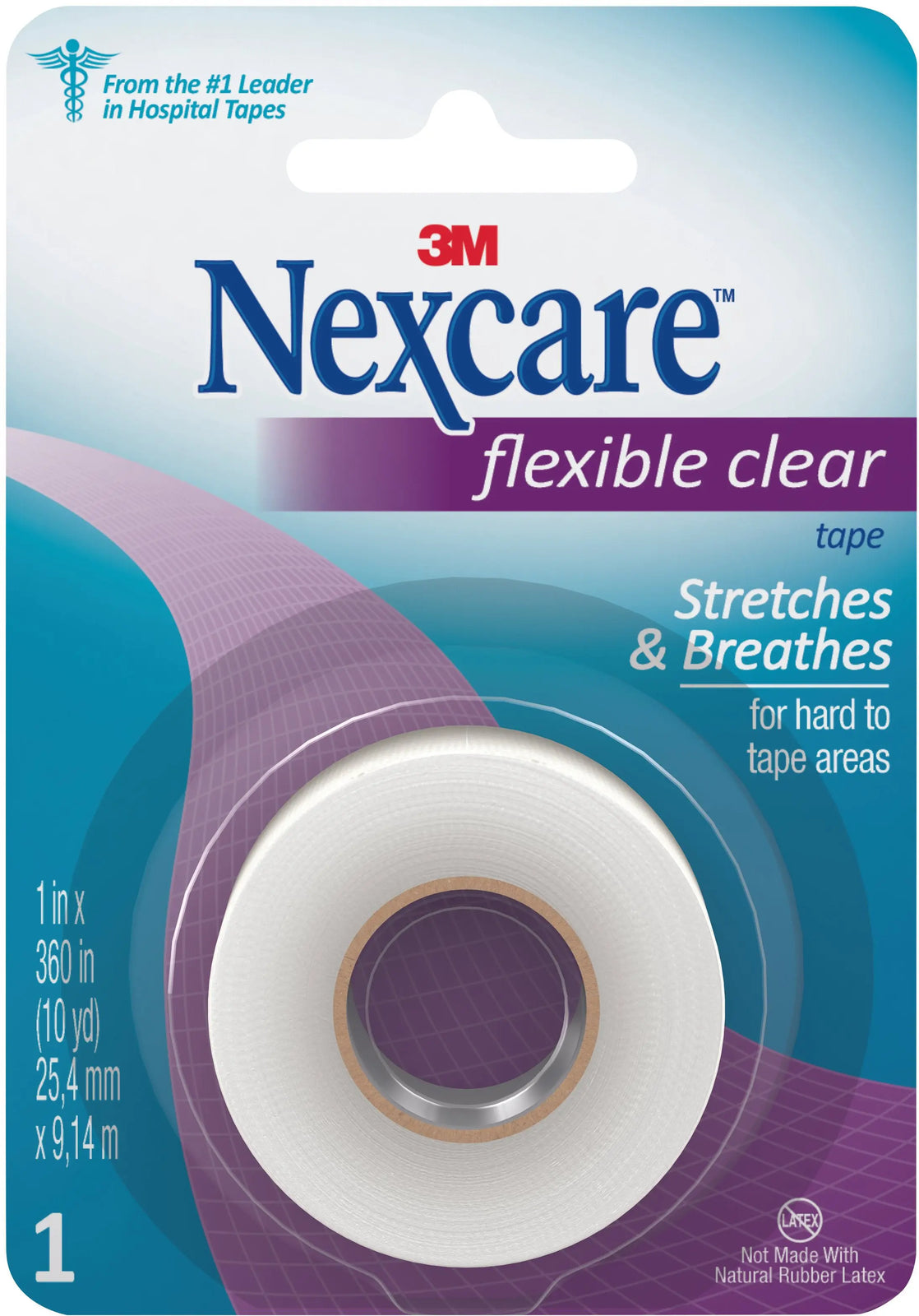 3M Nexcare Flexible Clear Tape Stretches & Breathes For Hard to Tape Areas