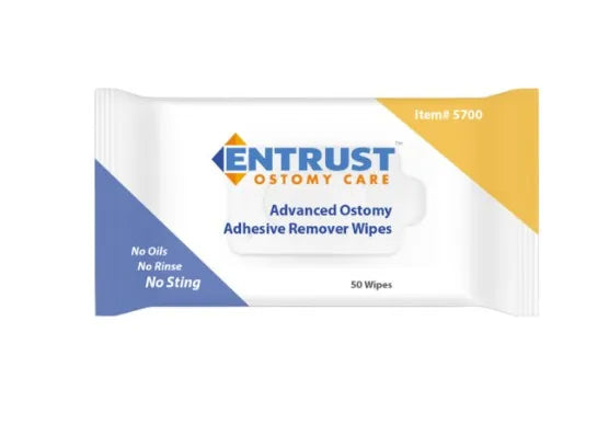 Entrust Ostomy Adhesive Remover Wipes, 50 Count, 5 x 7