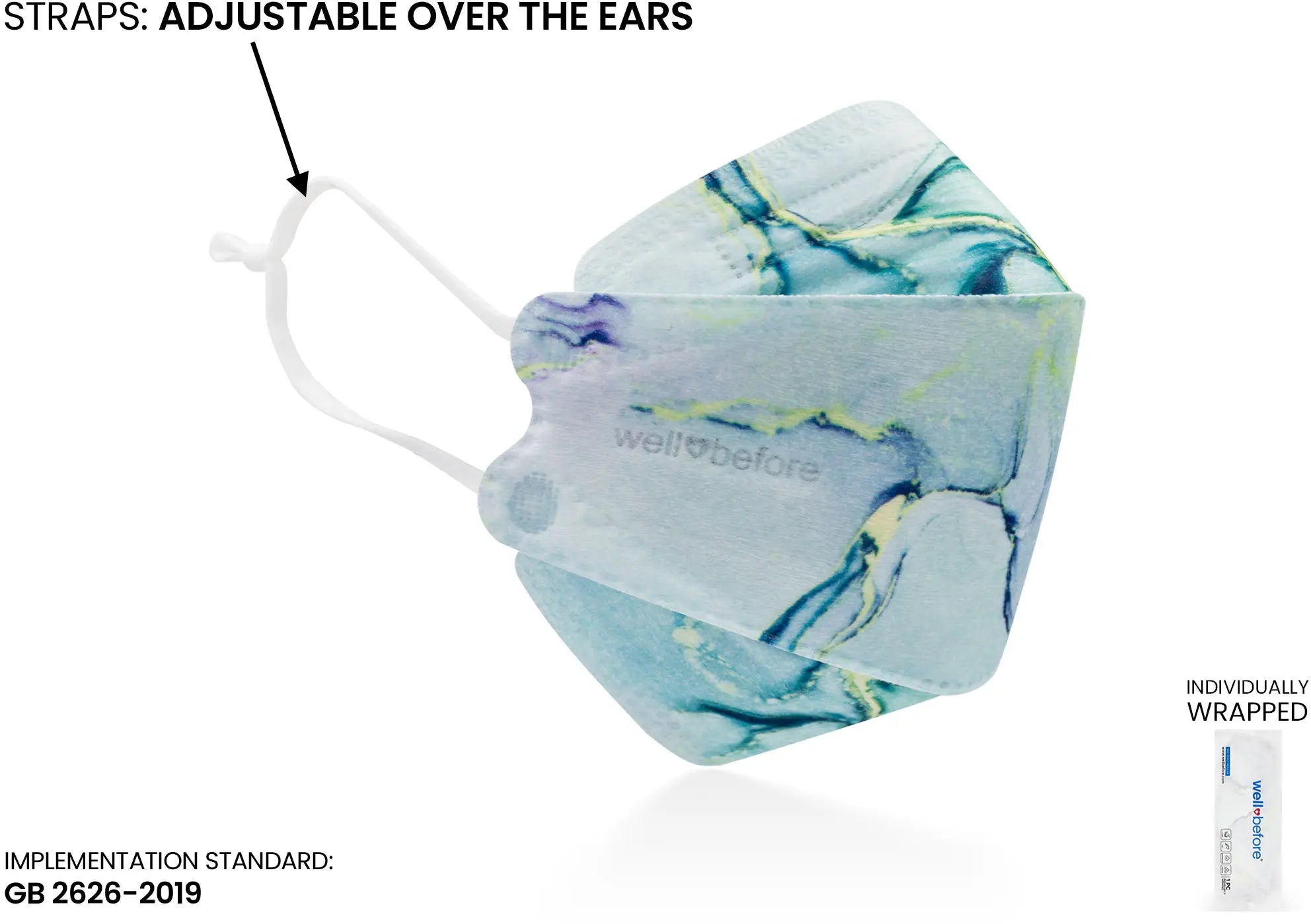 KN95 3D Face Mask | Comfort 3D Fit, Adjustable Ear Loops - Bag of 10