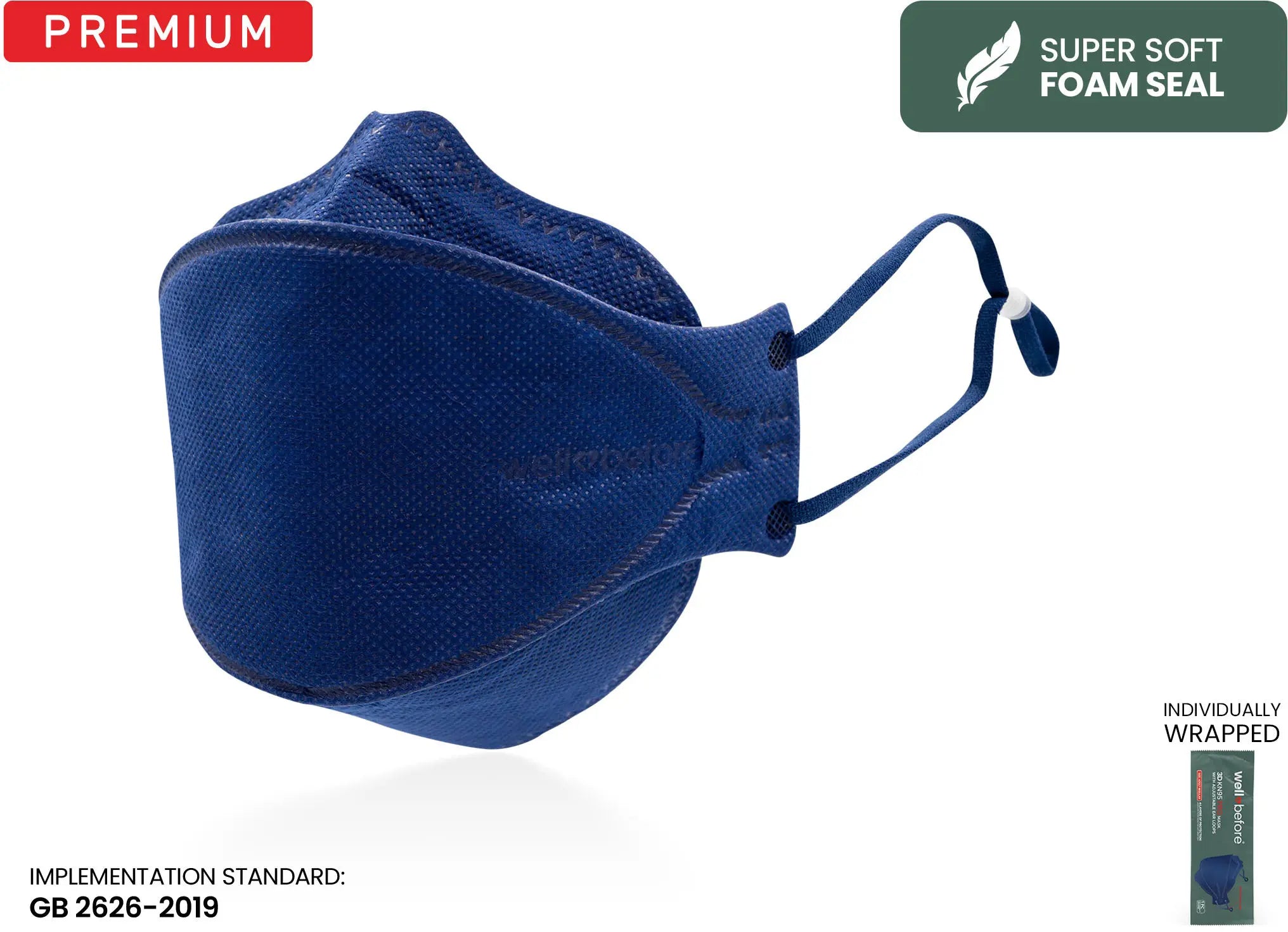 KN95 3D Face Mask | Comfort 3D Fit, Adjustable Ear Loops - Bag of 10