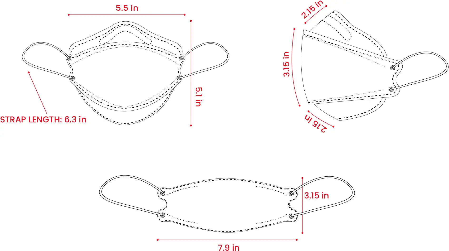 KN95 3D Face Mask | Comfort 3D Fit, Adjustable Ear Loops - Bag of 10