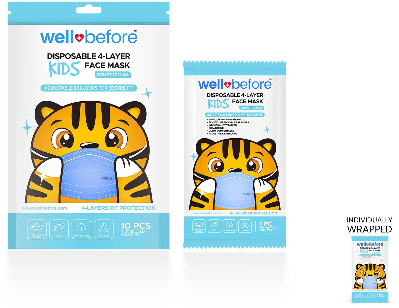 Disposable 4-Ply Kids Mask - BAG of 10