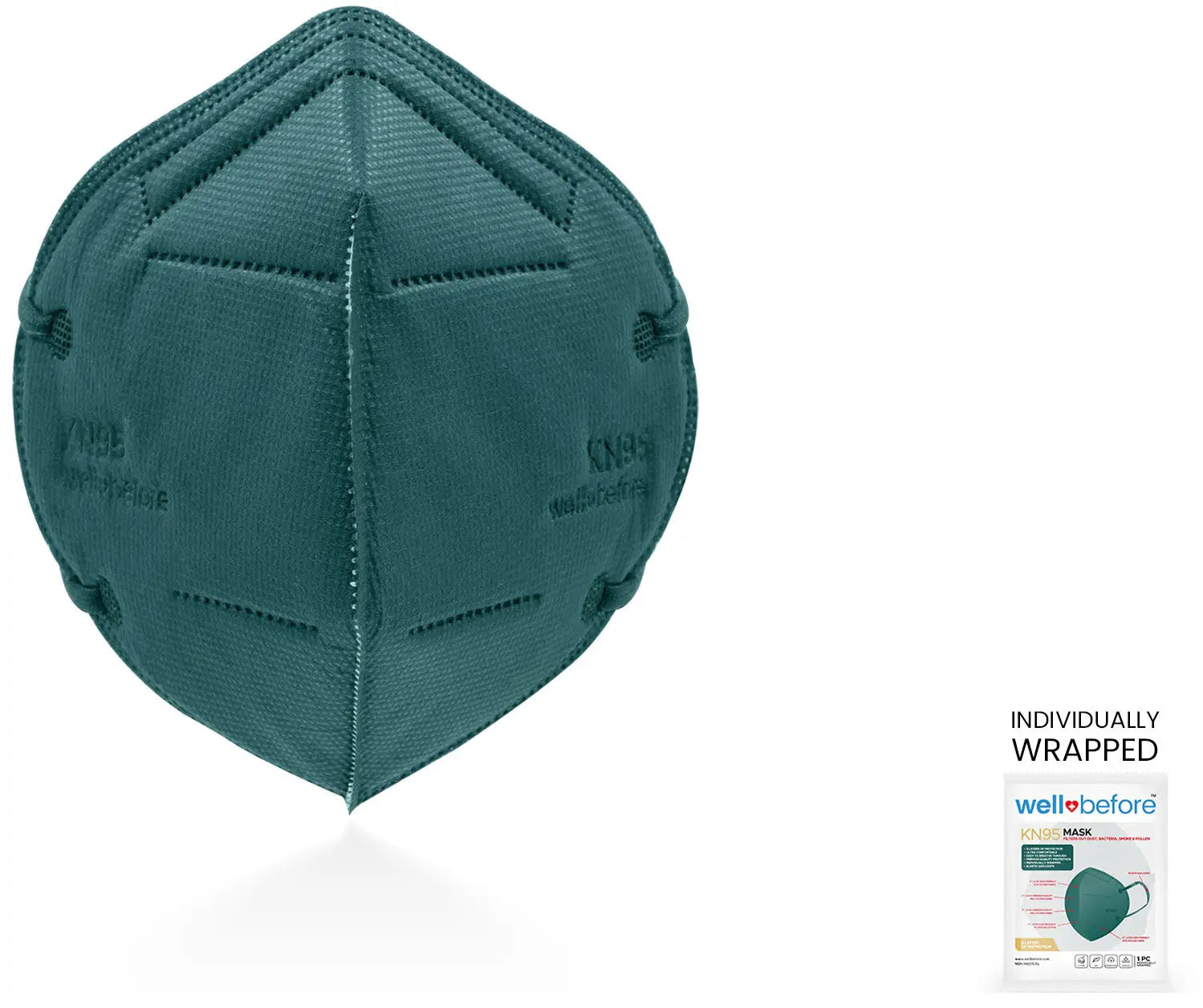 KN95 Face Mask | Individually Wrapped, Elastic Ear Loops - Bag of 10