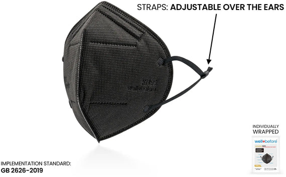 KN95 Face Mask | Individually Wrapped, Elastic Ear Loops - Bag of 10