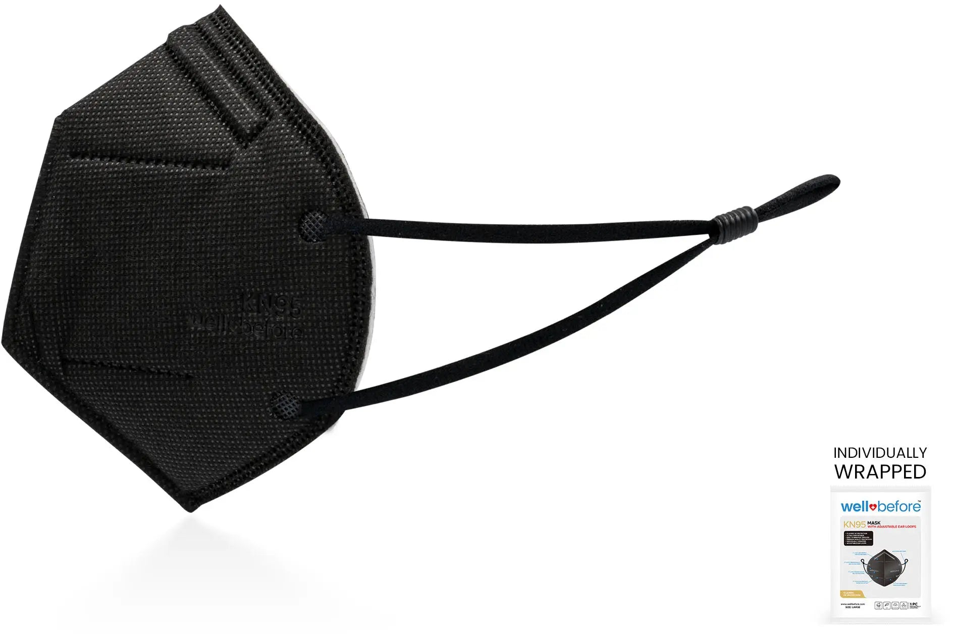 KN95 Face Mask | Individually Wrapped, Elastic Ear Loops - Bag of 10