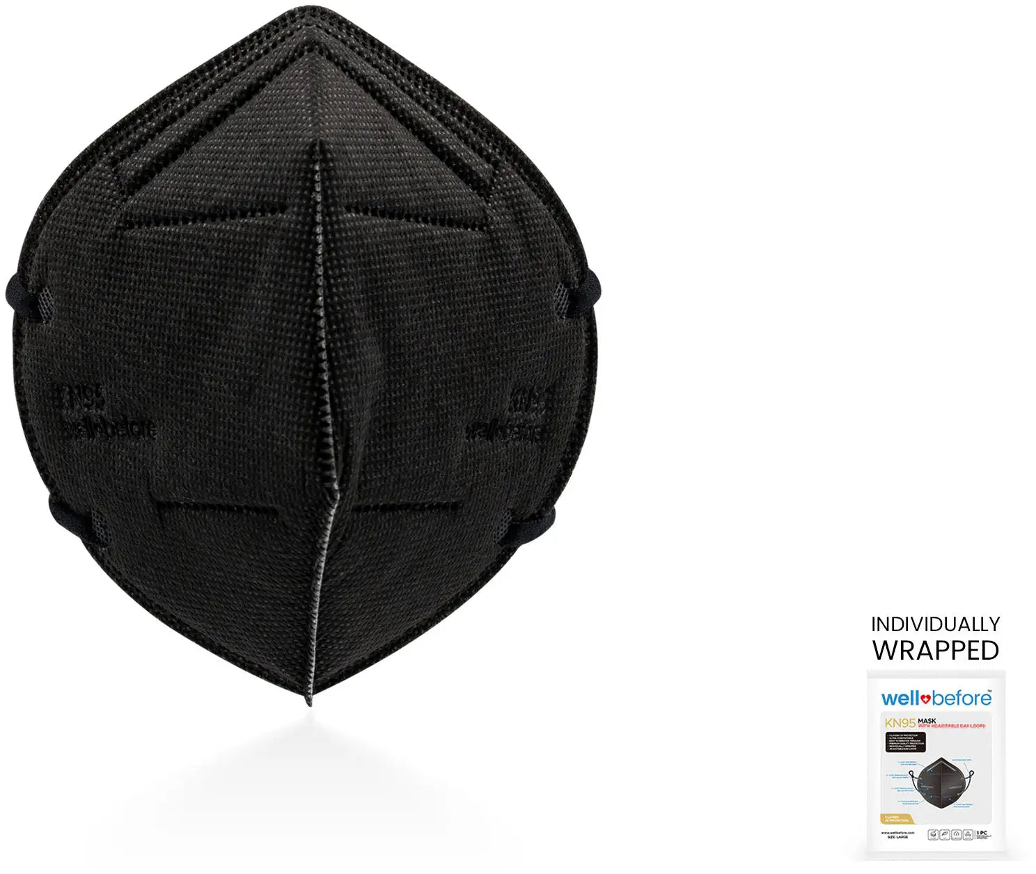 KN95 Face Mask | Individually Wrapped, Elastic Ear Loops - Bag of 10