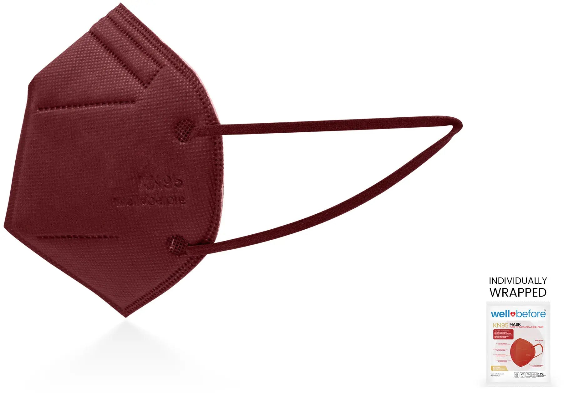 KN95 Face Mask | Individually Wrapped, Elastic Ear Loops - Bag of 10