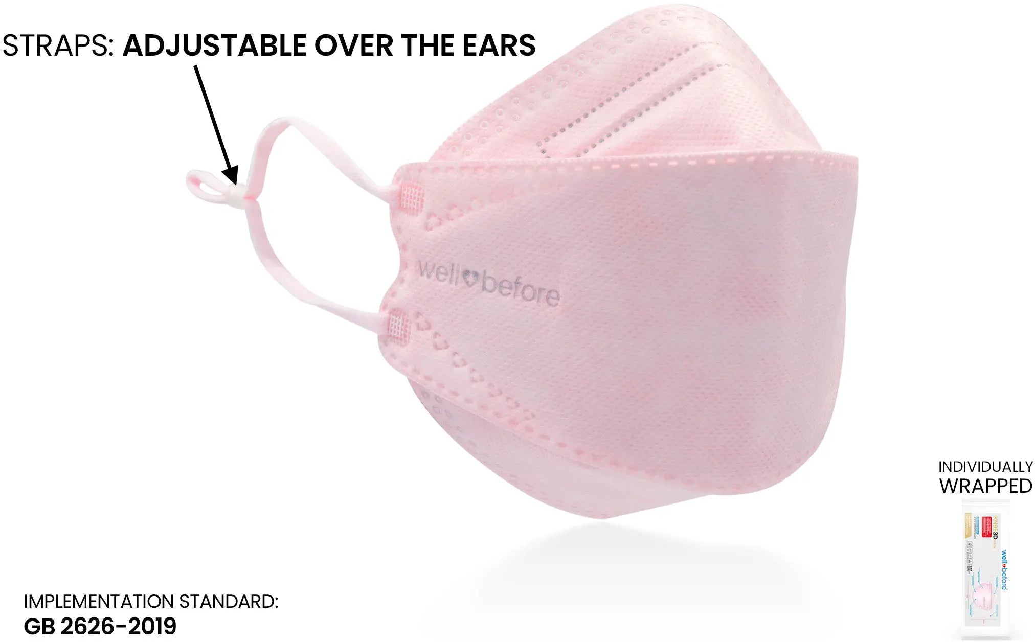 KN95 Face Mask | Individually Wrapped, Elastic Ear Loops - Bag of 10