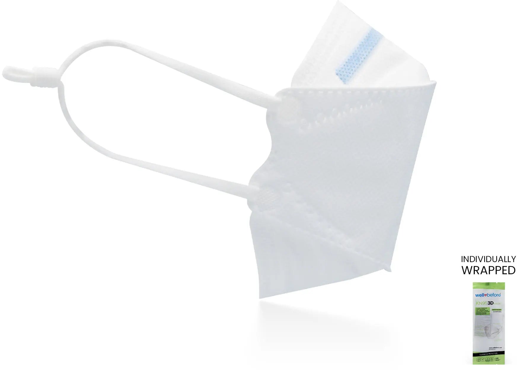 Kids KN95 3D Mask | Individually Wrapped, Elastic Ear Loops - Bag of 10