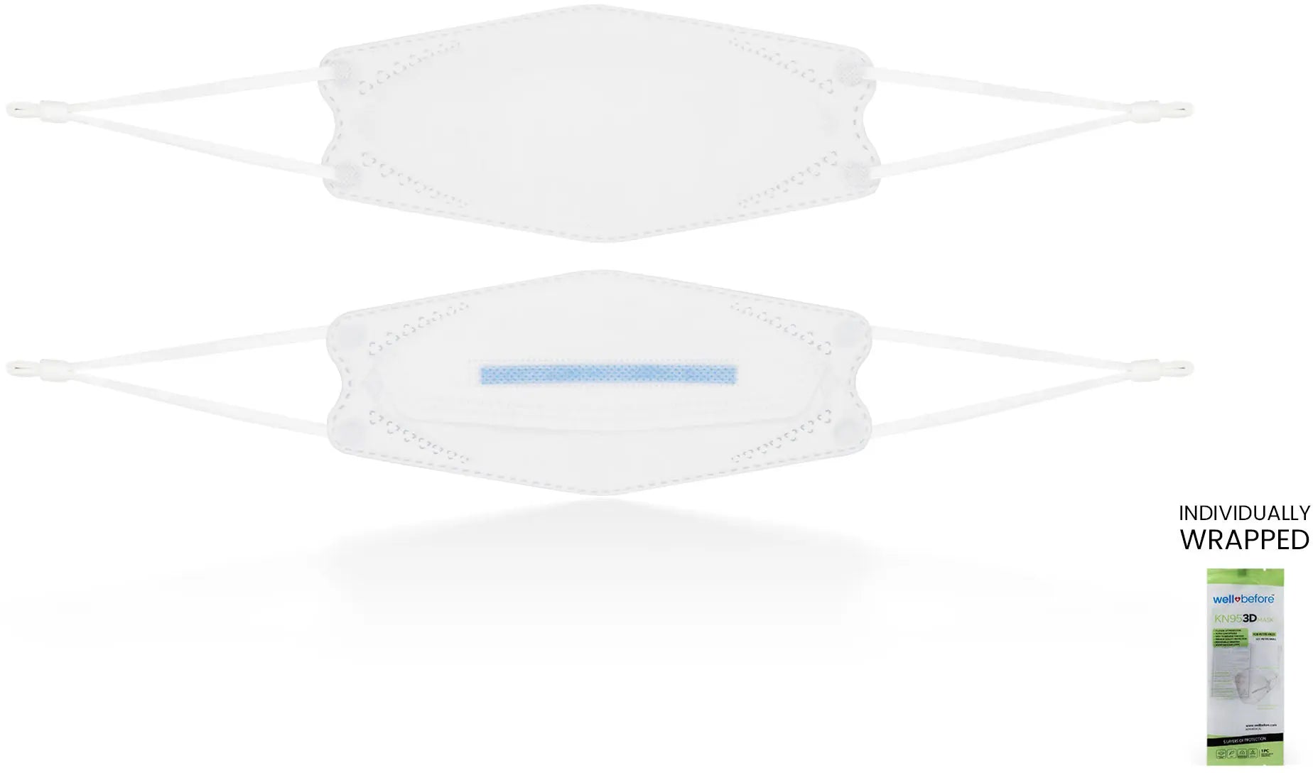 Kids KN95 3D Mask | Individually Wrapped, Elastic Ear Loops - Bag of 10