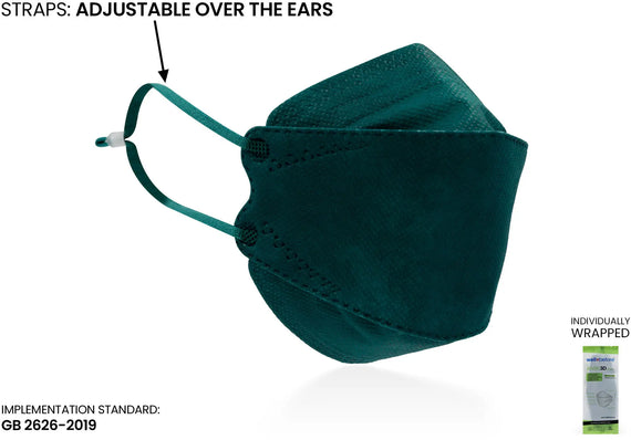 Kids KN95 3D Mask | Individually Wrapped, Elastic Ear Loops - Bag of 10