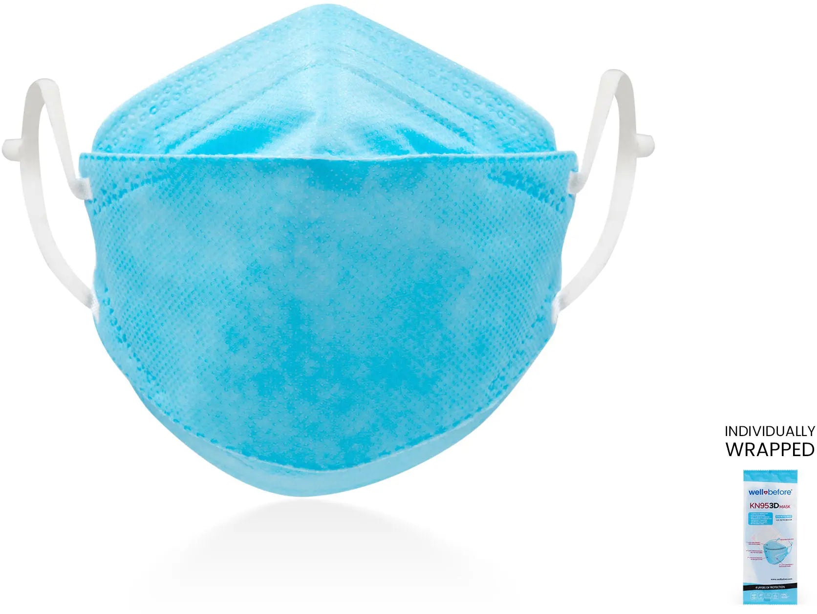 Kids KN95 3D Mask | Individually Wrapped, Elastic Ear Loops - Bag of 10