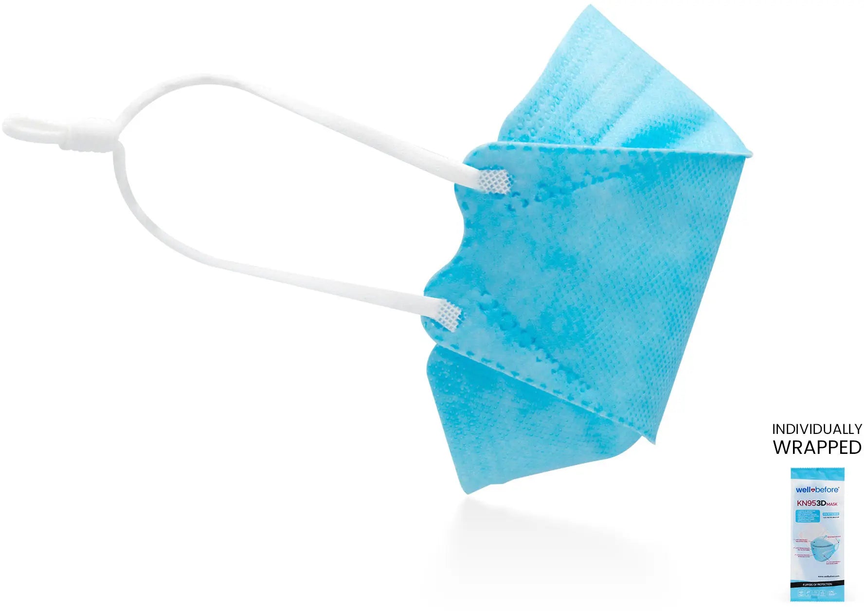 Kids KN95 3D Mask | Individually Wrapped, Elastic Ear Loops - Bag of 10