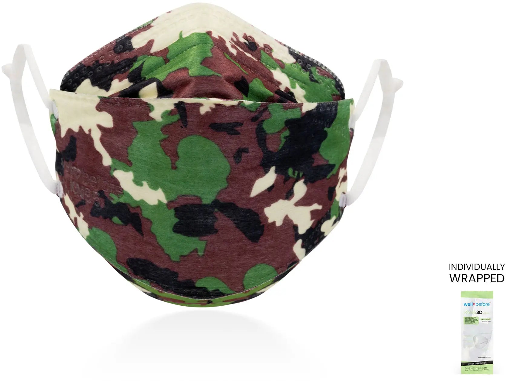 Kids KN95 3D Mask | Individually Wrapped, Elastic Ear Loops - Bag of 10