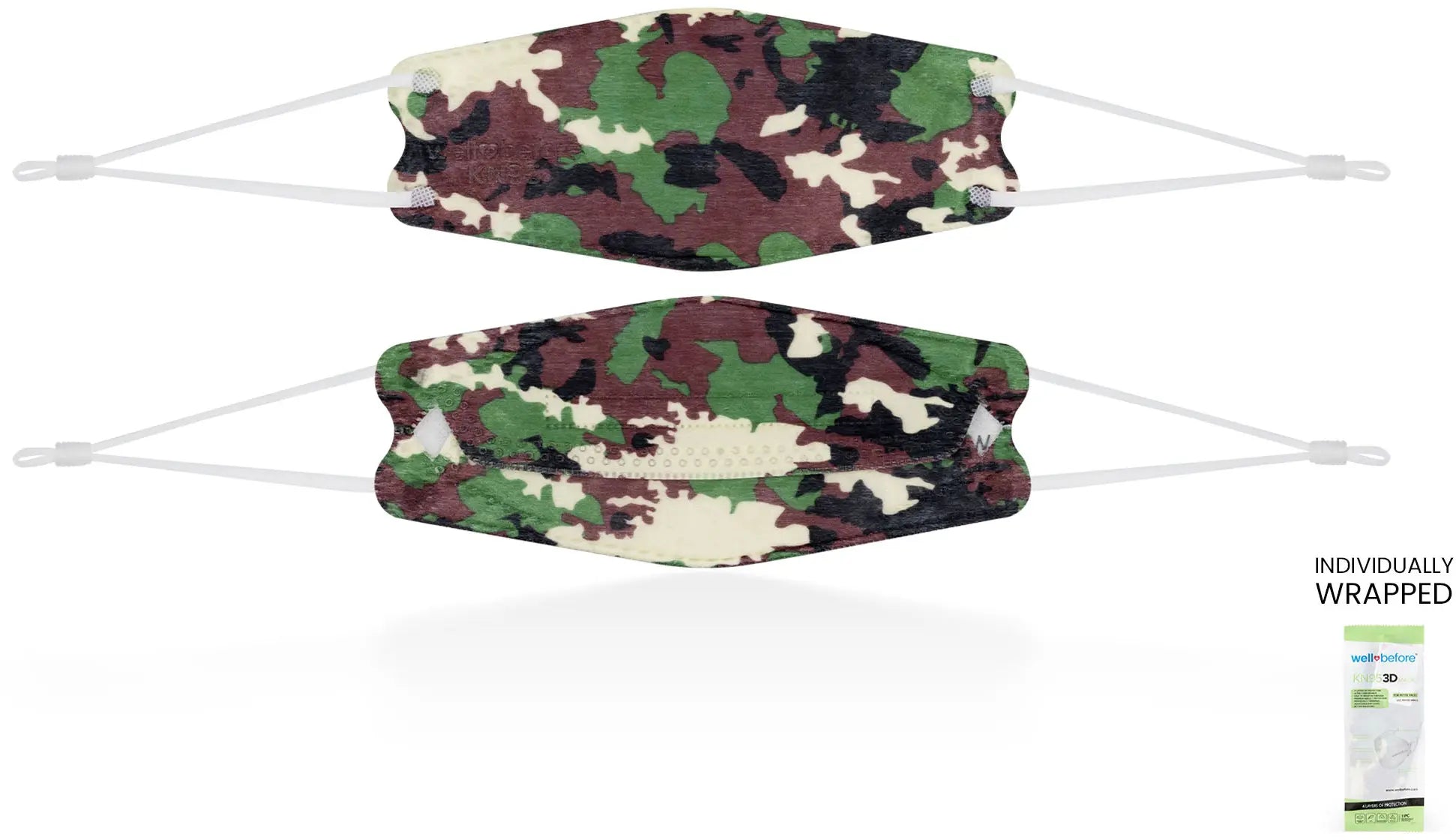 Kids KN95 3D Mask | Individually Wrapped, Elastic Ear Loops - Bag of 10