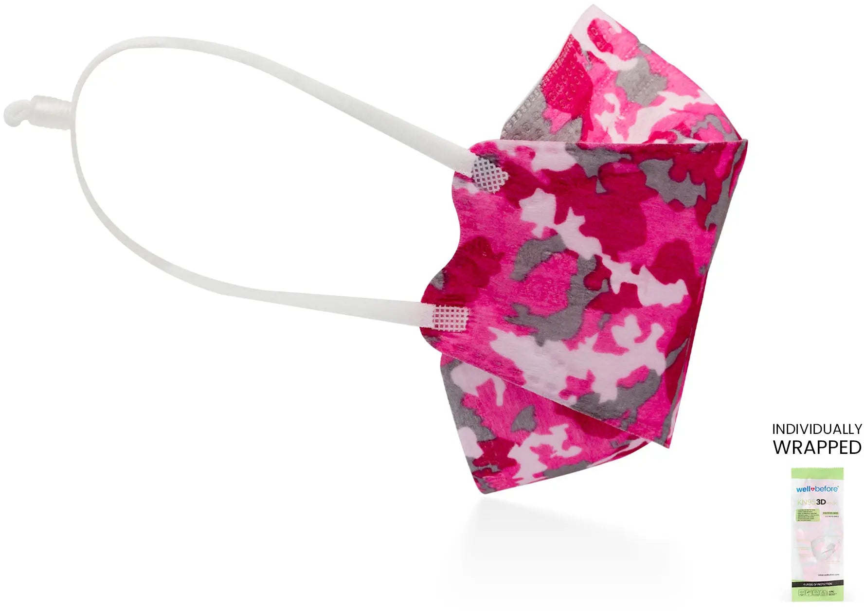 Kids KN95 3D Mask | Individually Wrapped, Elastic Ear Loops - Bag of 10