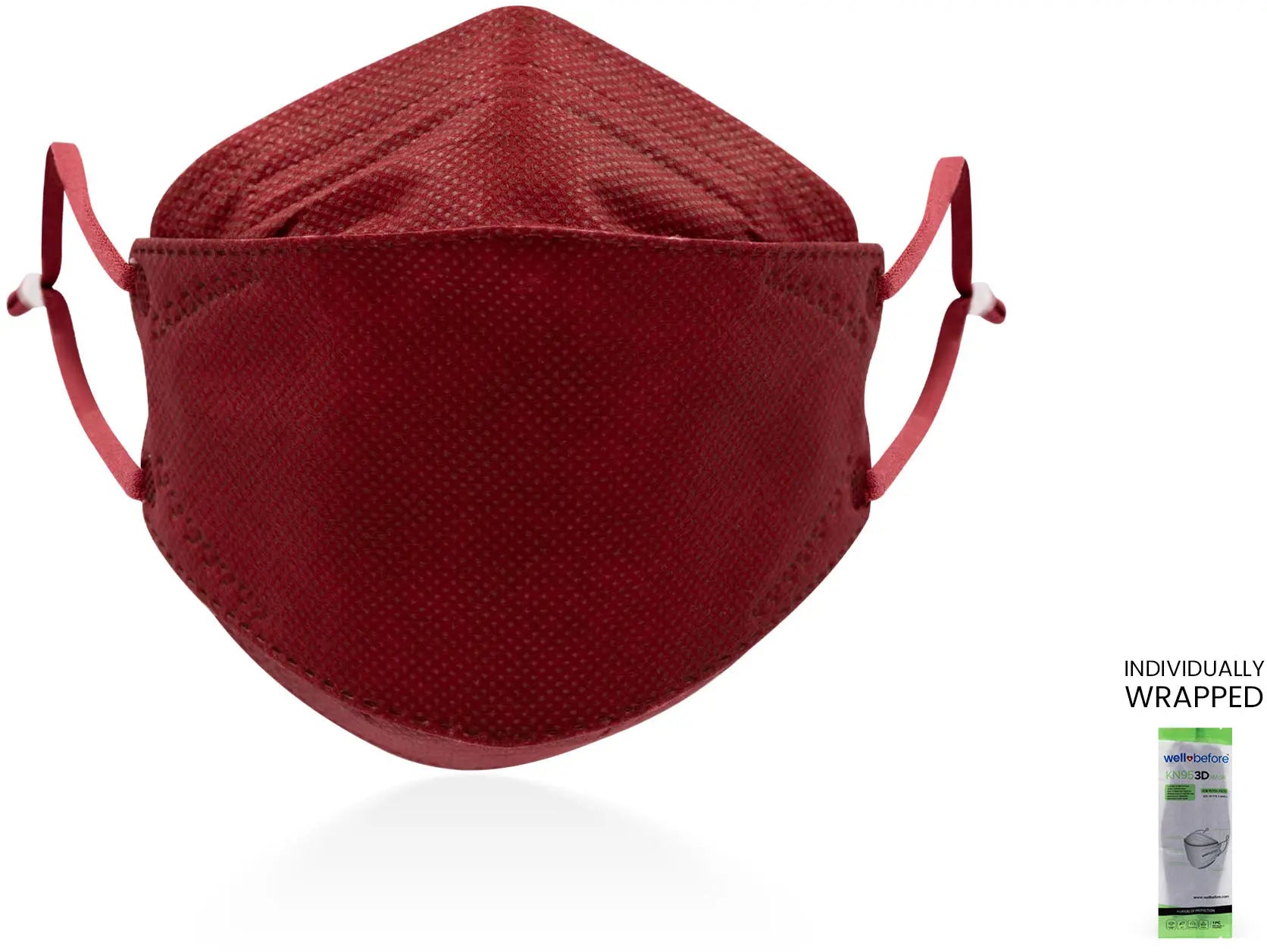 Kids KN95 3D Mask | Individually Wrapped, Elastic Ear Loops - Bag of 10