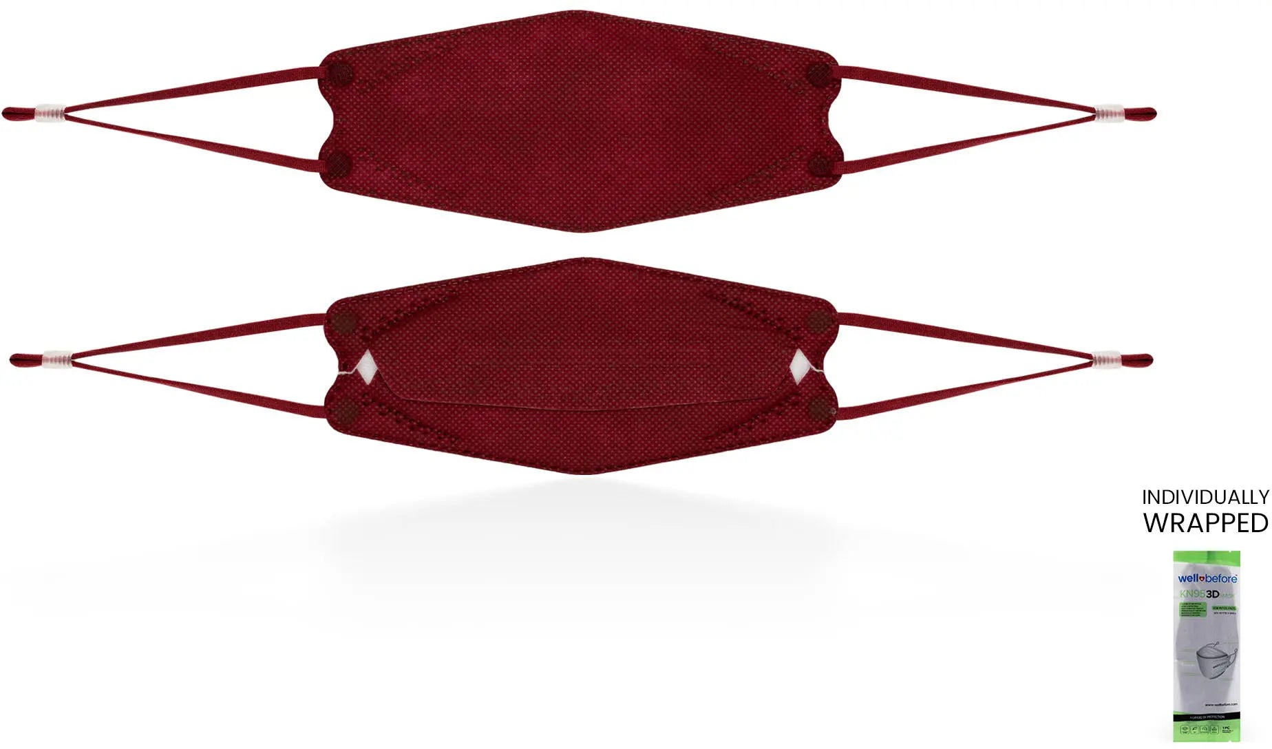 Kids KN95 3D Mask | Individually Wrapped, Elastic Ear Loops - Bag of 10