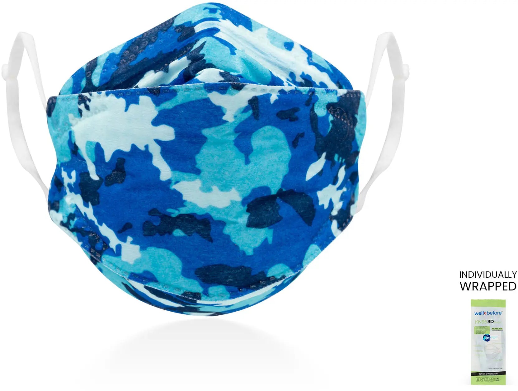 Kids KN95 3D Mask | Individually Wrapped, Elastic Ear Loops - Bag of 10