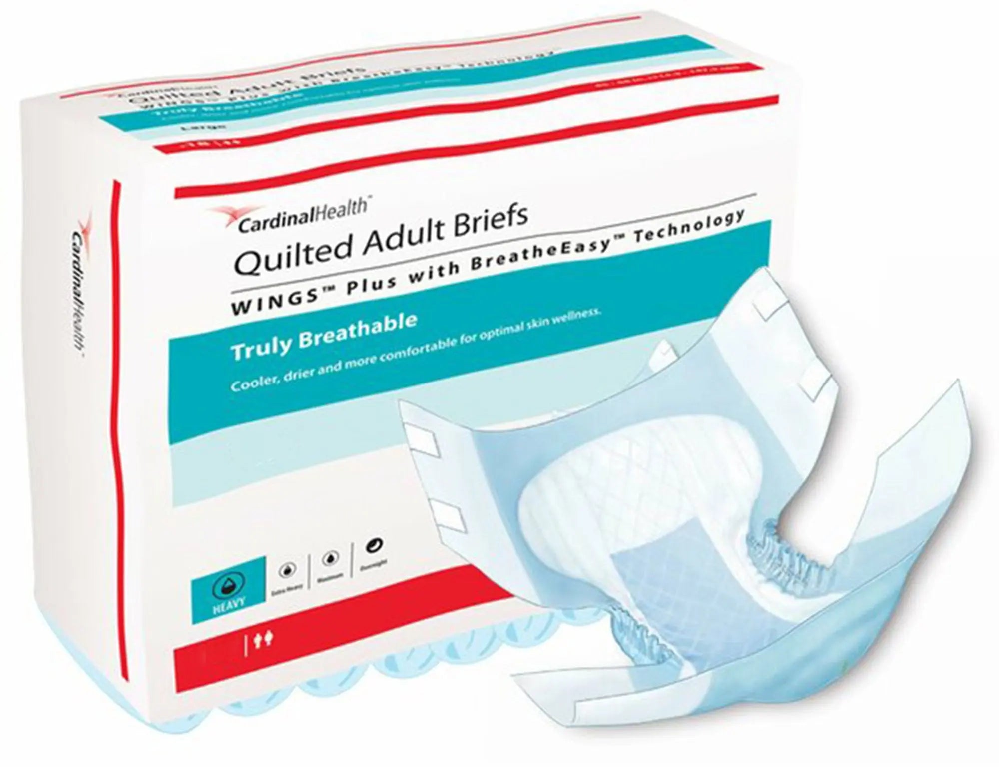 Wings Quilted Plus with BreatheEasy Technology Unisex Adult Incontinence Brief