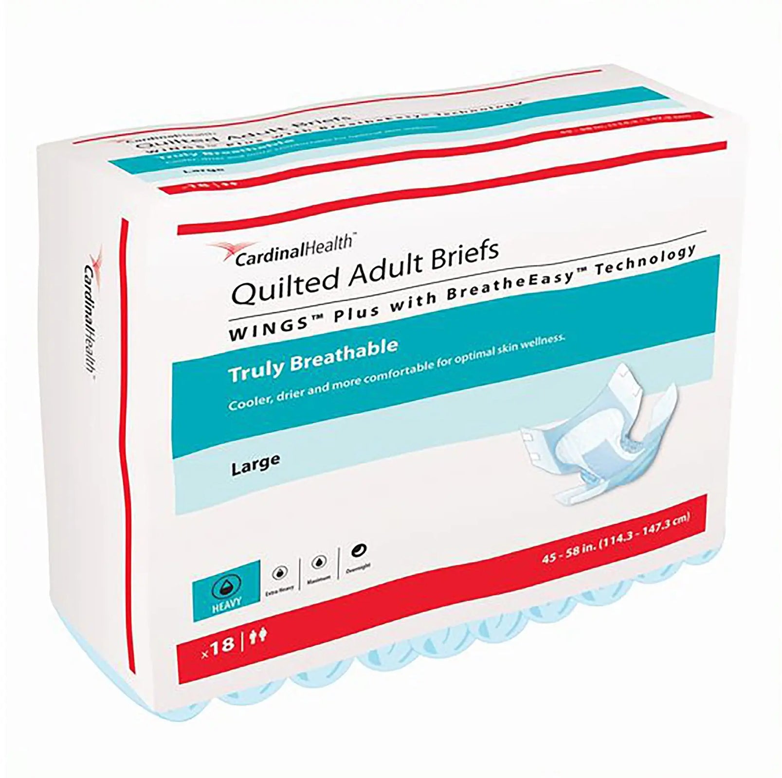 Wings Quilted Plus with BreatheEasy Technology Unisex Adult Incontinence Brief