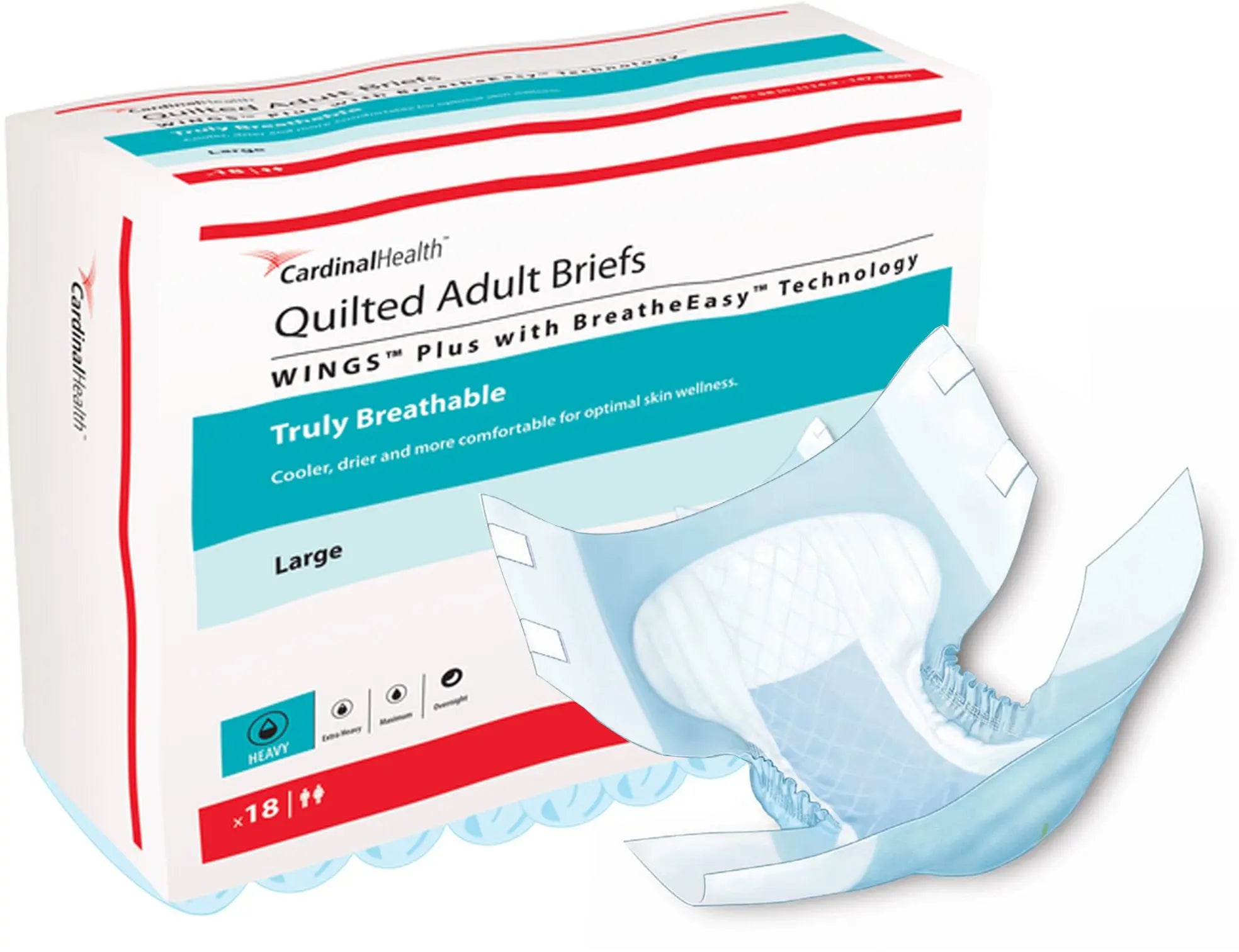 Wings Quilted Plus with BreatheEasy Technology Unisex Adult Incontinence Brief