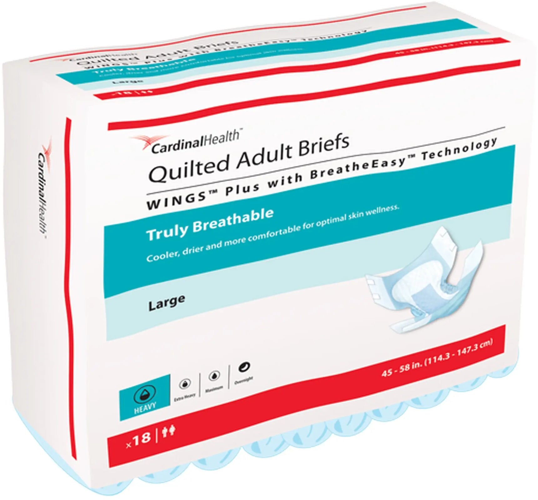 Wings Quilted Plus with BreatheEasy Technology Unisex Adult Incontinence Brief