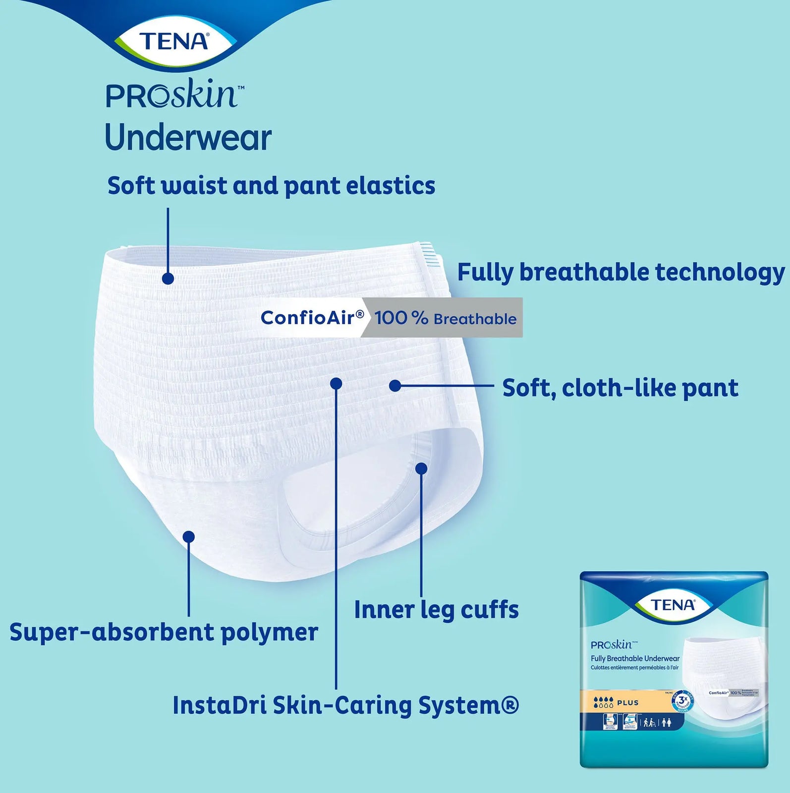 TENA ProSkin Plus Unisex Adult Absorbent Underwear