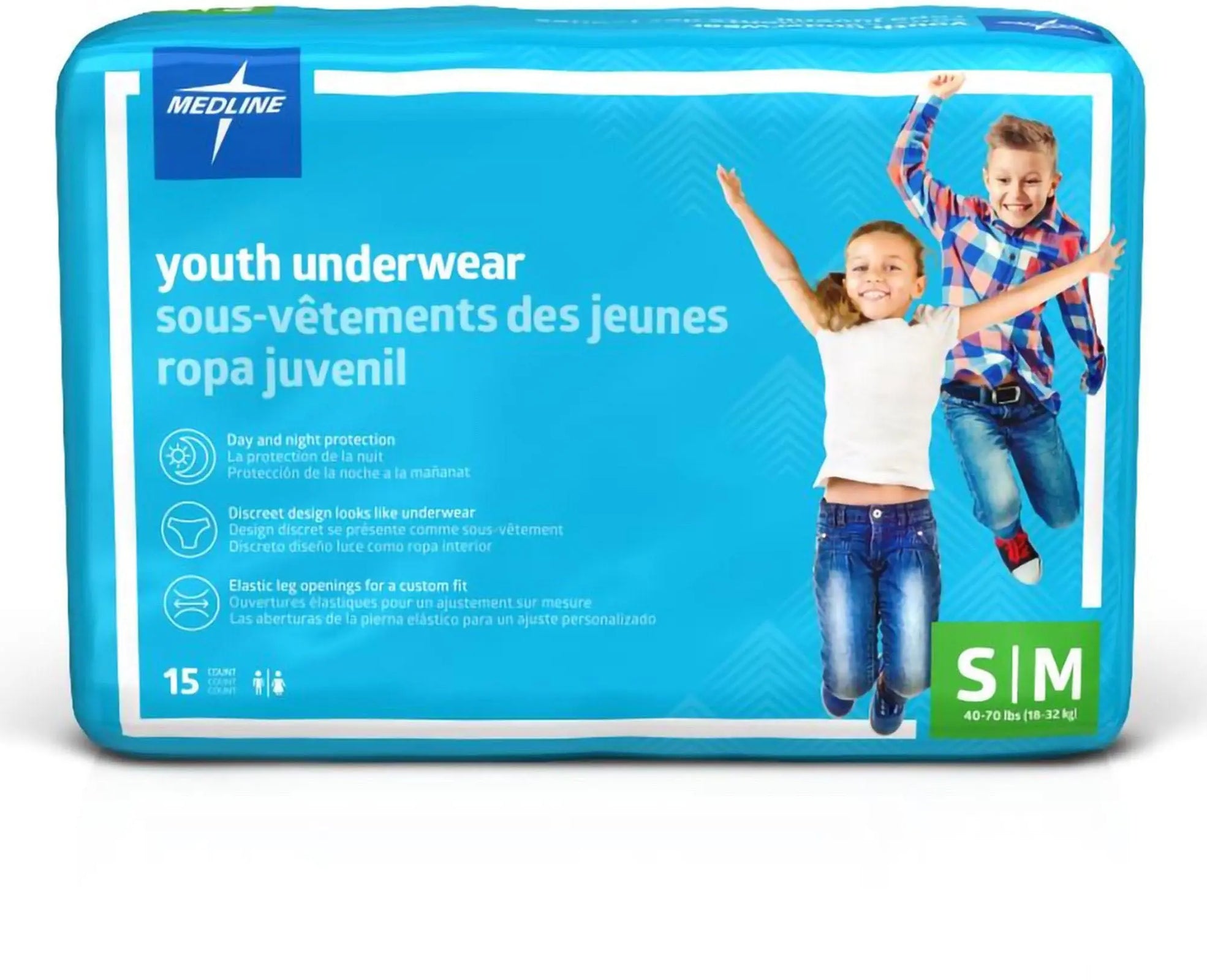 Unisex Youth Absorbent Underwear Pull On With Tear Away Seams Small / Medium Disposable Heavy Absorbency